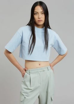 The Frankie Shop Karina Cropped T-Shirt - Sky