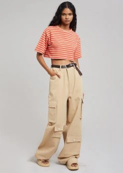 The Frankie Shop Karina Cropped T-Shirt - Tangerine/Camel CLOTHING
