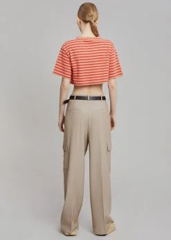 The Frankie Shop Karina Cropped T-Shirt - Tangerine/Camel CLOTHING