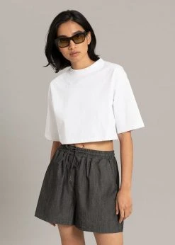 The Frankie Shop CLOTHING Karina Cropped T-Shirt - White