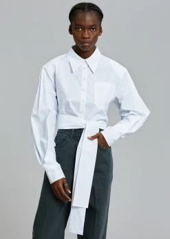 The Frankie Shop Kepa Padded Cropped Shirt - White