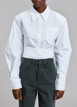 The Frankie Shop Kepa Padded Cropped Shirt - White