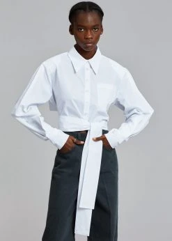 The Frankie Shop Kepa Padded Cropped Shirt - White
