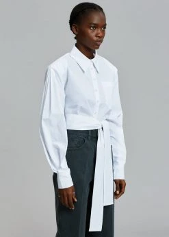 The Frankie Shop Kepa Padded Cropped Shirt - White