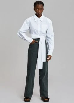 The Frankie Shop Kepa Padded Cropped Shirt - White