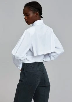The Frankie Shop Kepa Padded Cropped Shirt - White