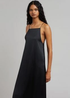 The Frankie Shop Kita Satin Dress - Black CLOTHING