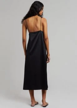 The Frankie Shop Kita Satin Dress - Black CLOTHING