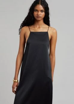 The Frankie Shop Kita Satin Dress - Black CLOTHING