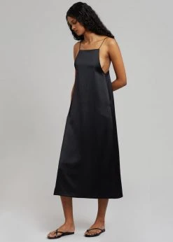 The Frankie Shop Kita Satin Dress - Black CLOTHING