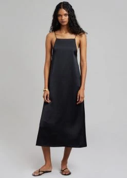 The Frankie Shop Kita Satin Dress - Black CLOTHING