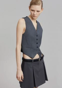 3.another Kitou Mini Skirt - Charcoal CLOTHING