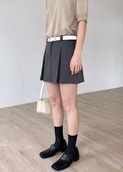 3.another Kitou Mini Skirt - Charcoal CLOTHING