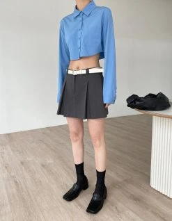 3.another Kitou Mini Skirt - Charcoal CLOTHING