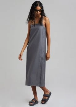 The Frankie Shop Kivi Thin Strap Dress - Dark Grey CLOTHING
