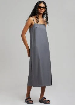 The Frankie Shop Kivi Thin Strap Dress - Dark Grey CLOTHING
