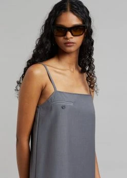 The Frankie Shop Kivi Thin Strap Dress - Dark Grey CLOTHING