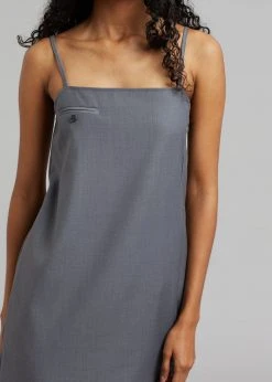 The Frankie Shop Kivi Thin Strap Dress - Dark Grey CLOTHING