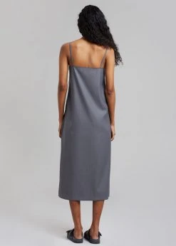 The Frankie Shop Kivi Thin Strap Dress - Dark Grey CLOTHING