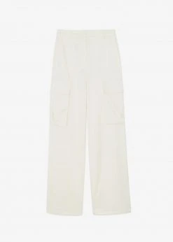 The Frankie Shop Lauren Silky Cargo Pants - Cream CLOTHING