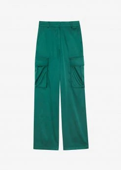 The Frankie Shop Lauren Silky Cargo Pants - Green CLOTHING