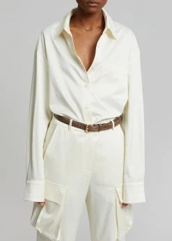 The Frankie Shop CLOTHING Lauren Silky Shirt - Cream