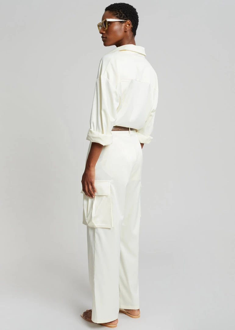 The Frankie Shop CLOTHING Lauren Silky Shirt - Cream