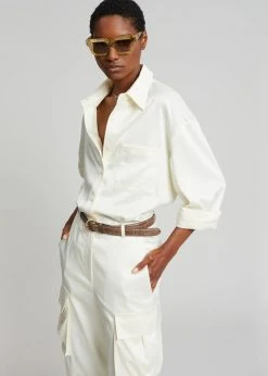 The Frankie Shop CLOTHING Lauren Silky Shirt - Cream