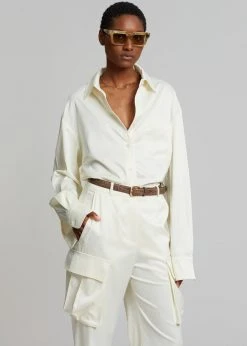 The Frankie Shop CLOTHING Lauren Silky Shirt - Cream