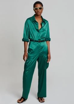 The Frankie Shop CLOTHING Lauren Silky Shirt - Green