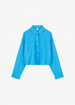 The Frankie Shop CLOTHING Lawan Cropped Shirt - Ocean