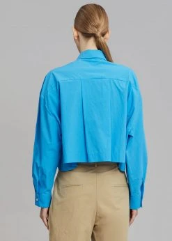 The Frankie Shop CLOTHING Lawan Cropped Shirt - Ocean
