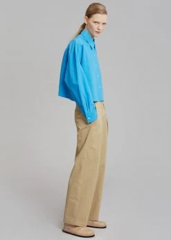 The Frankie Shop CLOTHING Lawan Cropped Shirt - Ocean
