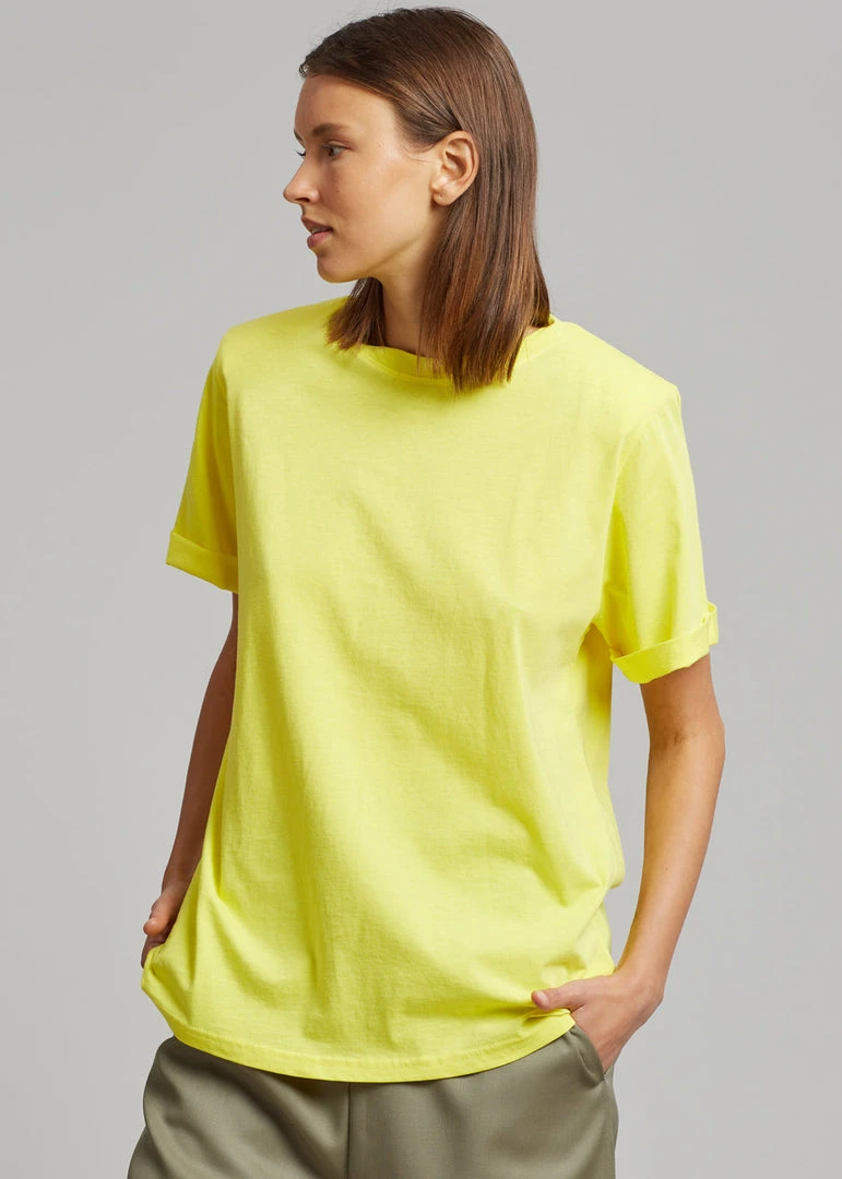 The Frankie Shop CLOTHING Lena Padded Shoulder Tee - Blazing Yellow
