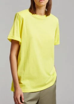 The Frankie Shop CLOTHING Lena Padded Shoulder Tee - Blazing Yellow
