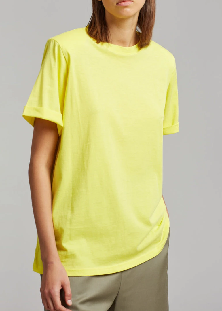 The Frankie Shop CLOTHING Lena Padded Shoulder Tee - Blazing Yellow
