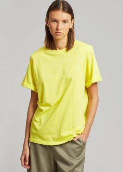 The Frankie Shop CLOTHING Lena Padded Shoulder Tee - Blazing Yellow