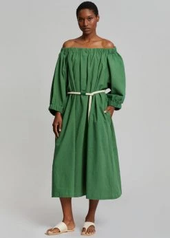 Beside You CLOTHING Leone Off Shoulder Dress - Green