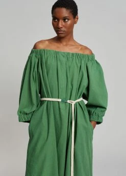 Beside You CLOTHING Leone Off Shoulder Dress - Green