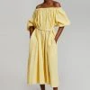 Beside You CLOTHING Leone Off Shoulder Dress - Pale Yellow