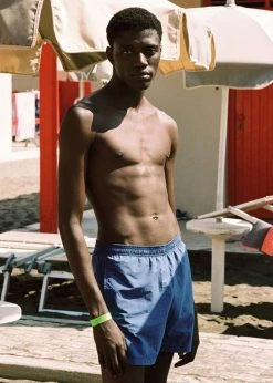 Men Lido Swim Mid Length Trunks - Mid Blue