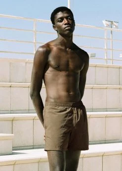 Men Lido Swim Mid Length Trunks - Olive