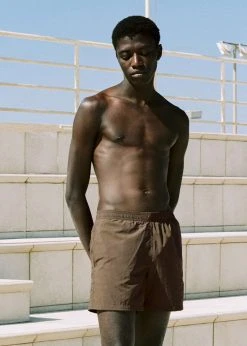 Men Lido Swim Mid Length Trunks - Olive