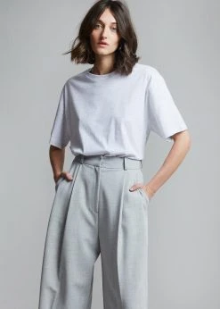 The Frankie Shop Lilou Simple Tee - Light Grey Melange