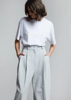 The Frankie Shop Lilou Simple Tee - Light Grey Melange