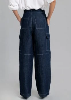 The Frankie Shop CLOTHING Lomi Cargo Denim Pants - Navy