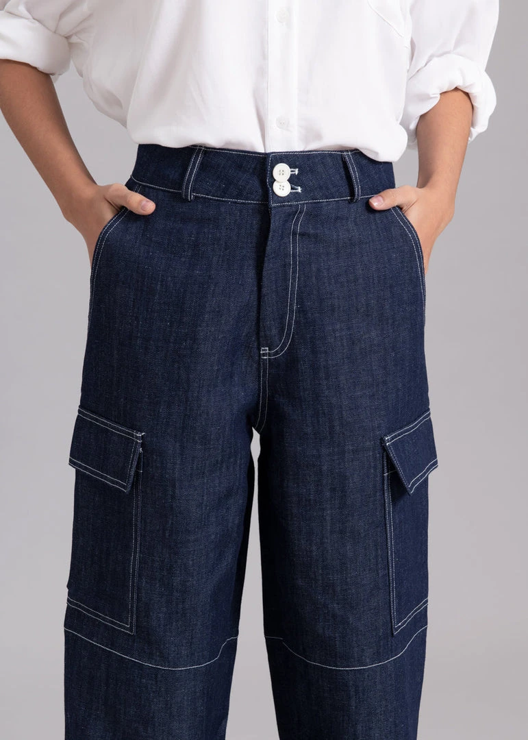 The Frankie Shop CLOTHING Lomi Cargo Denim Pants - Navy