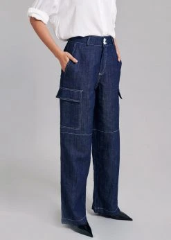 The Frankie Shop CLOTHING Lomi Cargo Denim Pants - Navy