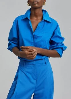 One's Taste CLOTHING Lotus Shirt - Cobalt