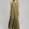 The Frankie Shop CLOTHING LouLou Flouncy Hem Dress - Khaki